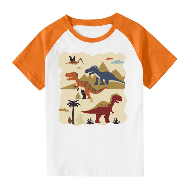 RXIRUCGD 2025 Vêtements d'Été pour Enfants Tout-Petits Garçons Filles Mode Mignon Col Rond Imprimé Manches Courtes Haut