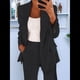 thumbnail image 3 of Conjuntos de 2 Piezas para Mujer, Grandes, Estilo Informal de Negocios, Larga, Solapa, Pantalón Recto, Trajes. Negro XXL, 3 of 5