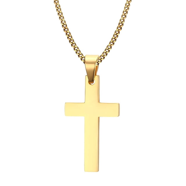 Stainless Steel Small Cross Necklace for Womens and Girls,24 Inch
