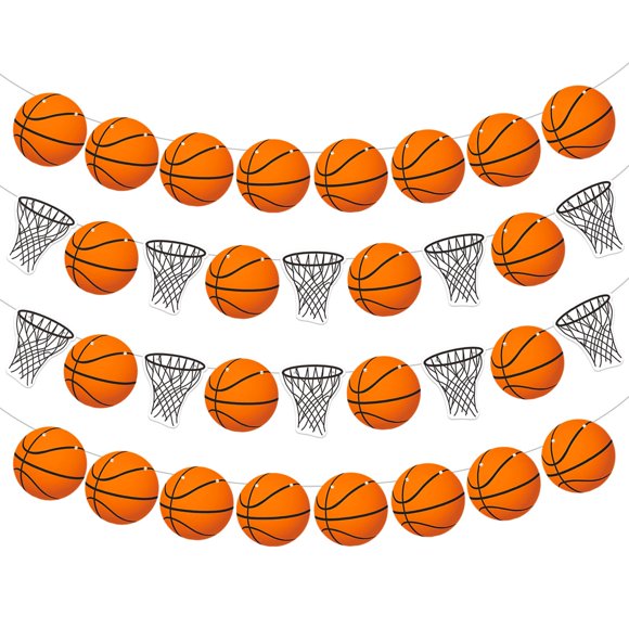 Banner RICHHHA con temática de baloncesto, 4 unidades, decoración para fiestas de baloncesto
