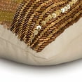 thumbnail image 2 of The HomeCentric Decorative Gold & Brown Pack of 2, 12"x26" (30x65 cm) Lumbar Pillow Cover, Linen Beaded, Sequins & Embroidery Oblong Pillow, Abstract Pattern Modern Style - Casting A Glow, 2 of 4