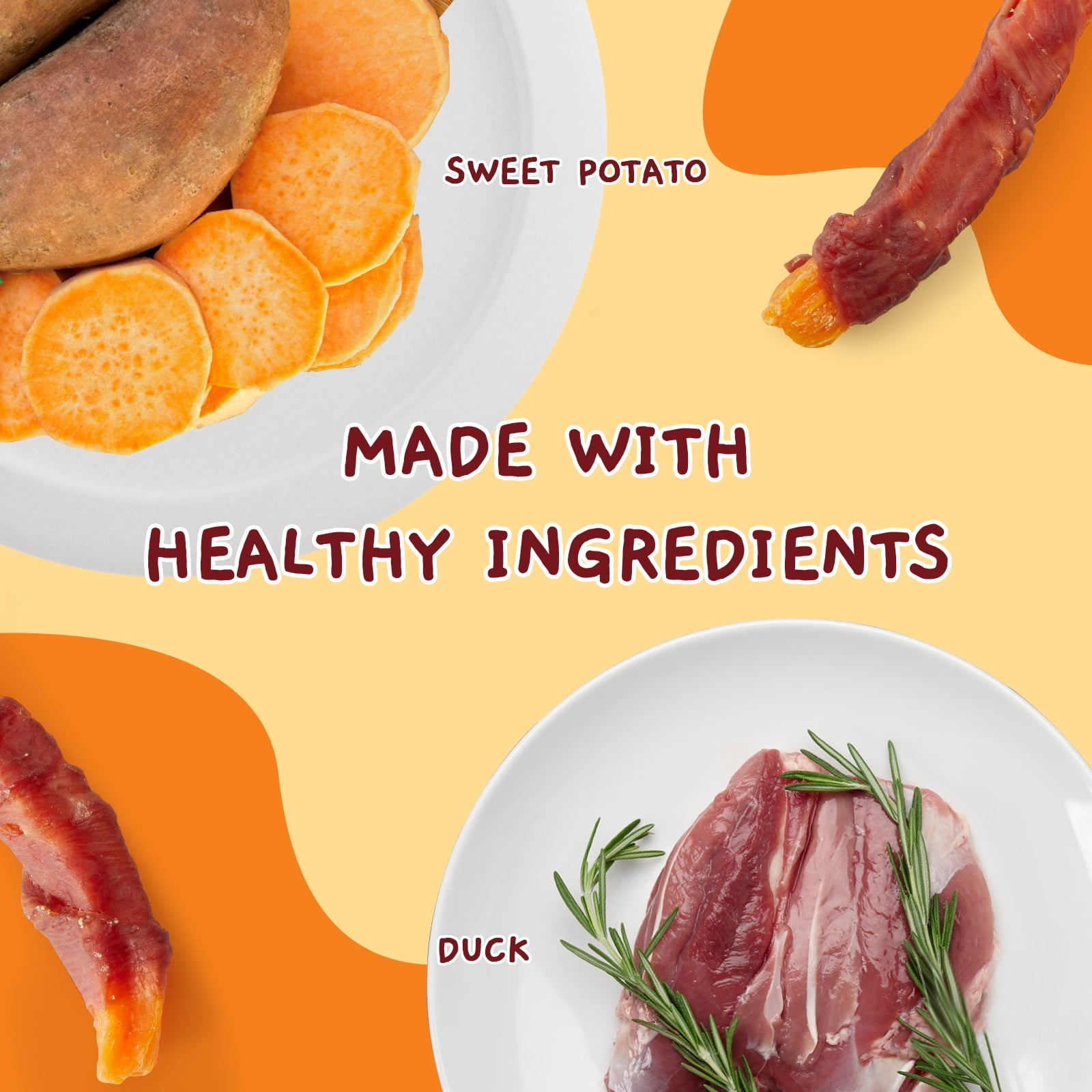 (2 pack) Jungle Calling Duck & Sweet Potato Dog Treats, Healthy Nutritious Snacks Chewy for All Dogs, 10.6 oz