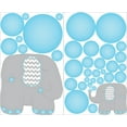 thumbnail image 2 of Blue and Grey Elephant Wall Decals / Elephants with Blue Bubble Wall Decals, 2 of 2