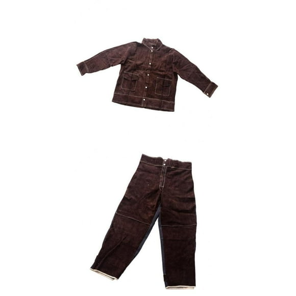 S SERENABLE Leather Welding Jacket Welding Pants Anti-scald Welder Clothing 2PCS Brown XL