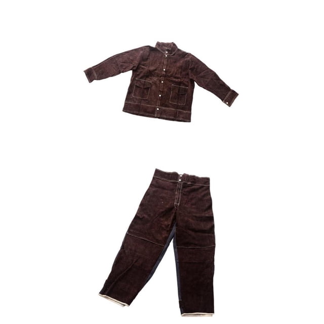 Ropa de seguridad de soldadura Soldador de material cuero retardante de llama Ropa protectora Chaqueta de soldadura + Pantalones de soldadura 2 Zulema Capa protectora de soldadura