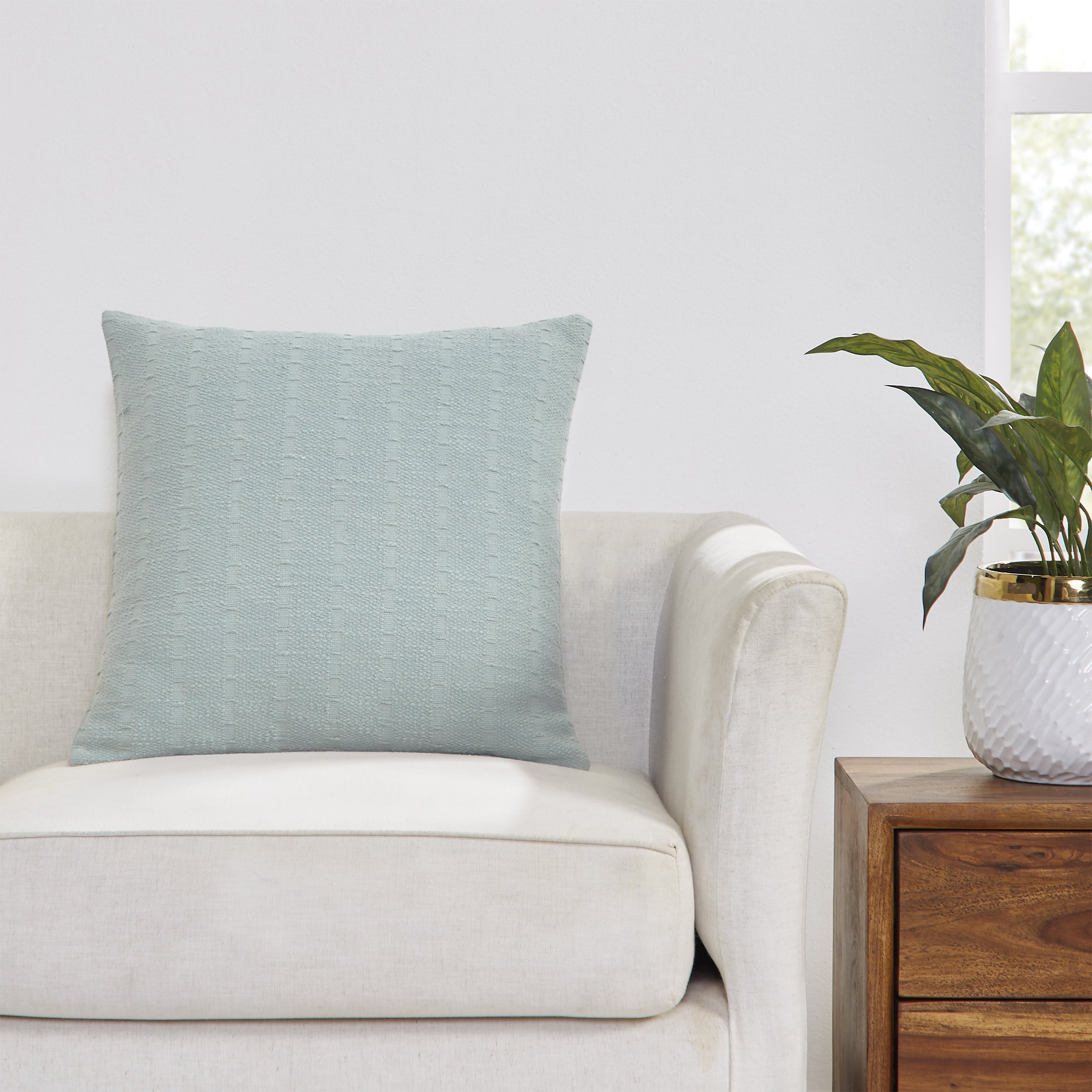 (2 pack) Better Homes & Gardens 20" x 20" Green Textured Novelty Yarn Cotton Decorative Pillow