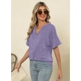 thumbnail image 3 of Vestido tipo camiseta MIHOLL para mujer, cuello en V, manga corta, morado, 3 of 6