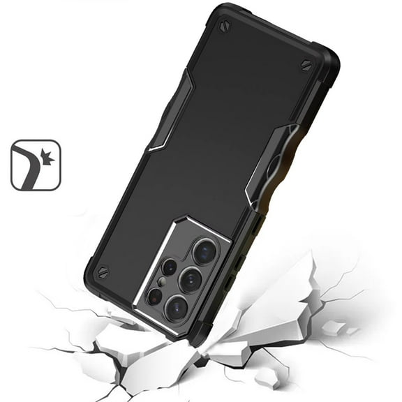 For Samsung Galaxy S21 Ultra Slim Tough Shockproof Hybrid Heavy Duty Dual Layer TPU Bumper Rugged Rubber Armor Cover ,Xpm Phone Case [ Black ]