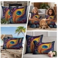 thumbnail image 5 of Colorful Peacock Feathers Outdoor Waterproof Pillow Covers, Abstract Modern Watercolor Art Decorative Square Throw Pillowcase Sofa Cushion Sham for Patio/Couch/Chair, 16"x16" 2 Pack, 5 of 8