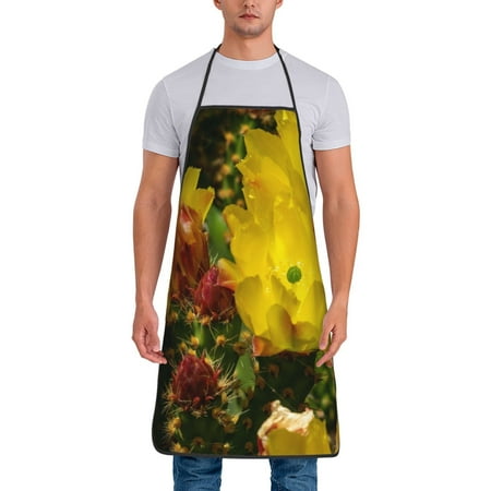 

Wukai Cactus Flowers Print Aprons Adjustable Bib Aprons Cooking Kitchen Chef Apron for Women and Men