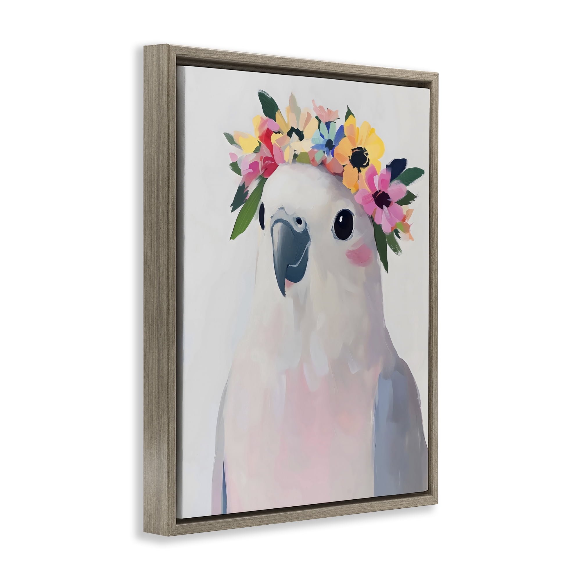 Stupell Industries Flower Crown Dove Brown Framed Floater Canvas Wall Art, design by The Prints Vibe