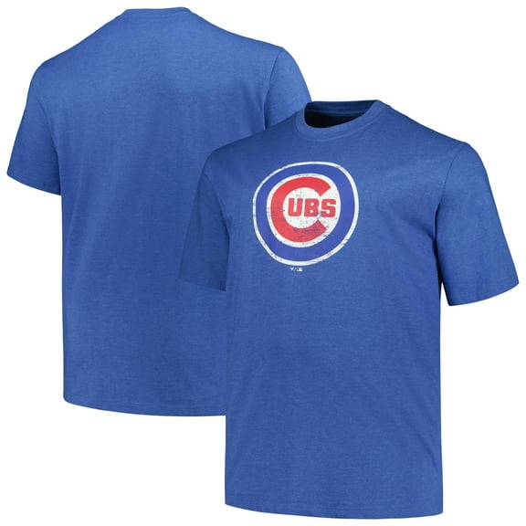 Men's Profile Heather Royal Chicago Cubs Big & Tall Weathered Logo T-Shirt