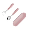 thumbnail image 1 of Monstrate Juego de tenedor y cuchara elegante y contemporáneo de acero inoxidable para colección de cocina, vajilla fácil de limpiar Mostrada Rosa, 1 of 6