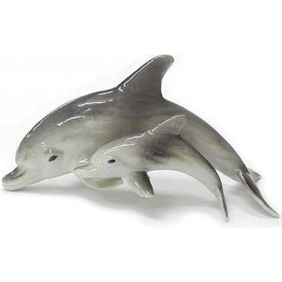 Northern Rose Dolphin Calf - Hand-painted Home Decor Reptile Decorative Figurine Birthday Gift - Miniature Porcelain Figurine