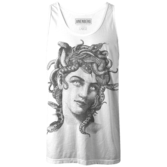 Anenberg, Medusa Classic American Made Mens White Tank Top