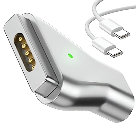 GJX Magnetic Usb C to Magnetic 2 T-Tip Adapter, Type-C to Safe 2 T-Head Pd 100W Power Fast Charging Converter for 2013-2015 Macbook Pro Air with 100W/5A Usb C Cable (1.5M)