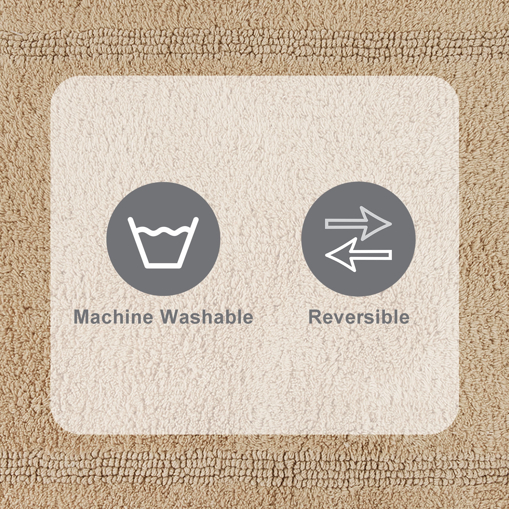 Better Homes & Gardens Cotton Reversible Bath Rug, Almond Biscuit, 17" x 24"