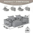 thumbnail image 2 of 113.39" Oversized Modular Loveseat Sectional Couch, Comfy Sparkling Chenille Deep Seat Sofa with Ottoman, Modern DIY Combination Tufted Sofa Couches for Living Room, No Assembly Required Beige, 2 of 10