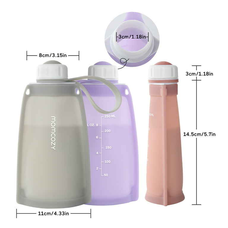 Momcozy Silicone Milk Storage Bags, Reusable Breastmilk Bags for  Breastfeeding, 8.5oz/250ml 5Pcs 