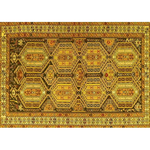 Ahgly Company Indoor Rectangle Persian Yellow Traditional Area Rugs, 6' x 9'