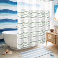 thumbnail image 5 of No Hook Shower Curtain, Sage Green Stripes Shower Curtains for Bathroom with See Through Top Window, Modern Simple Gradient Waves Lines Waterproof & Washable Bath Curtain 60"x72", 5 of 9