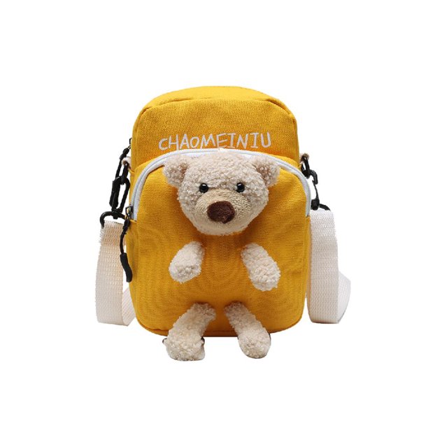 WDOplteas Lindo Oso Bandolera Mujer Lona Hombro Muñeca Bolso (amarillo)