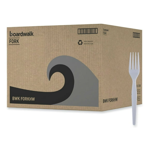 Boardwalk BWKFORKHW Heavyweight Polystyrene Fork Cutlery - White (1000/Carton)
