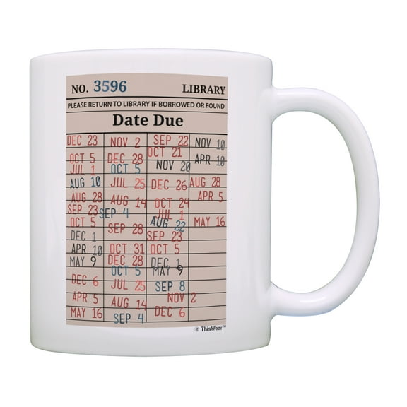 ThisWear School Librarian Library Card Bookworm Reading for Women Cute Coffee Mug Tan