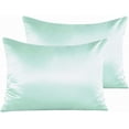 thumbnail image 1 of Zippered Satin Pillow Cases for Hair and Skin, Luxury Standard Hidden Zipper Pillowcases Set of 2, 20 x 26 Inches, Cyan, 1 of 7