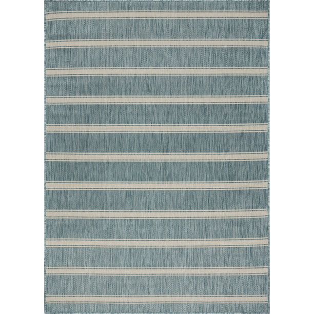 Teal Striped Indoor Outdoor Area Rug, Striped Indoor Outdoor Area Rugs 8×10