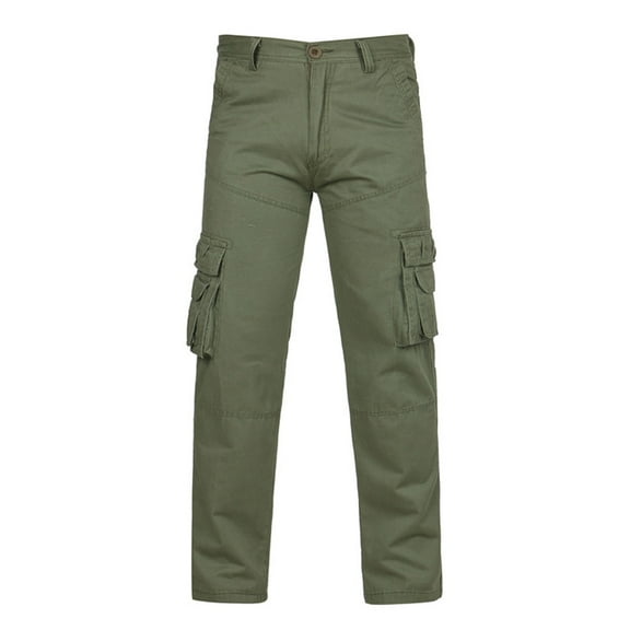 RYRJJ Men's Hiking Tactical Pants Cotton Chinos Outdoor Combat Cargo Trousers Classic Regular Fit Twill Pants(Army Green,L)