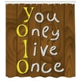 thumbnail image 3 of Ambesonne YOLO Shower Curtain, Wooden Rustic Board Words, 69"Wx75"L, Brown Yellow and White, 3 of 3