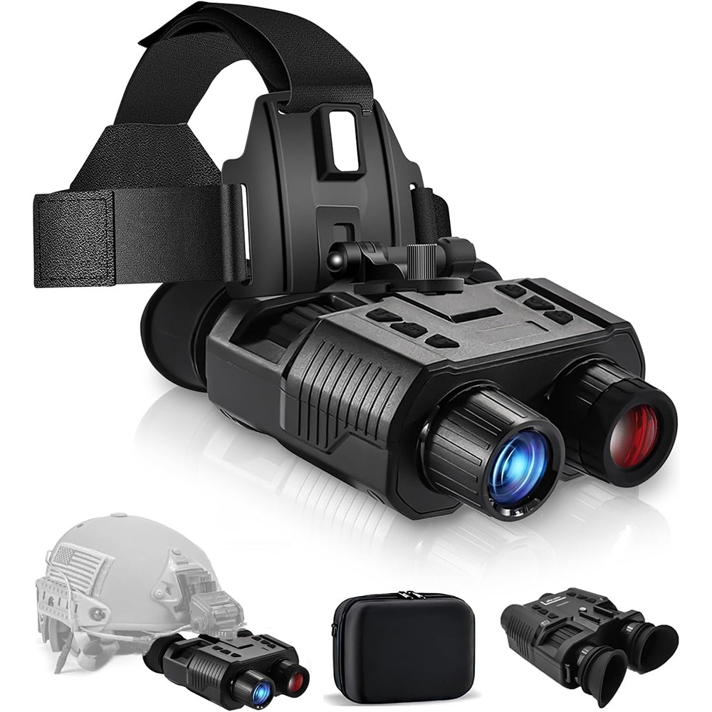 BekinTek 4K 3D Helmet Mounted Night Vision Binoculars Head Mountable Telescope Rechargeable NVG Goggles Full Dark Observe 8x Digital Zoom 4K Video 36M Photo Vision Compensation