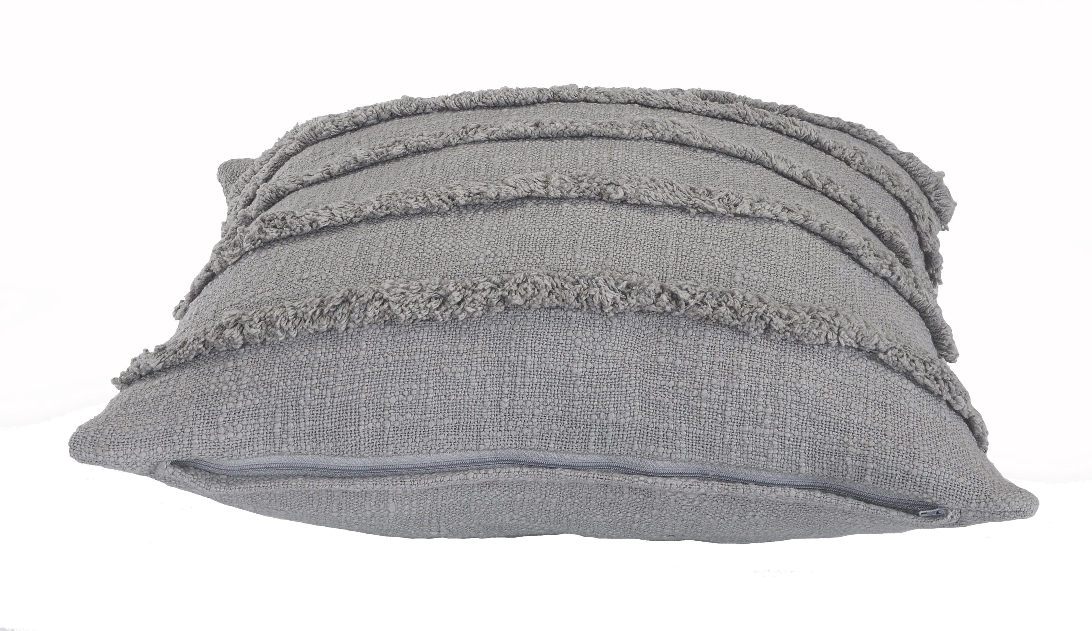 Ox Bay Sindy 20" x 20" Gray Shag Striped Cotton Adult Decorative Throw Pillow