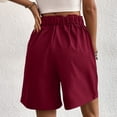 thumbnail image 4 of Cagogo Women's High Waisted Shorts with Pockets Solid Casual Summer Beach Vacation Shorts Elastic Waist Lounge Trousers Travel Clothes, Wine 2XL, 4 of 6