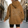 thumbnail image 2 of shqvo Hoodies for Women Drawstring Solid Color Hooded Sweatshirt with TRUST IN THE LORD Print Trendy Long Sleeve Sweatshirt Hoodies with Pockets Plus Size Fashion Clothes, 2 of 5