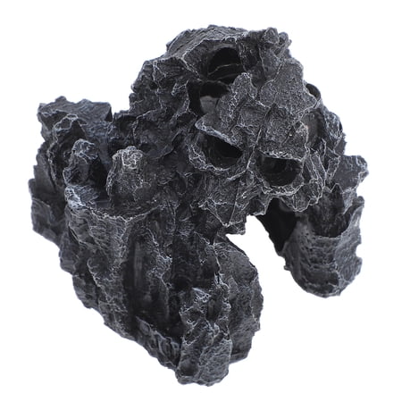 Yardwe Resin Landscape Decor Black Reptile Cave Hideout for Aquarium and Snake Tank