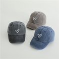 thumbnail image 5 of Kids Baseball Cap for Boys and Girls Vintage Washed Denim Heart Embroidered Sun Hat, 5 of 9