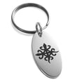thumbnail image 1 of Stainless Steel Aztec Unity Rune Engraved Small Oval Charm Keychain Keyring, 1 of 1
