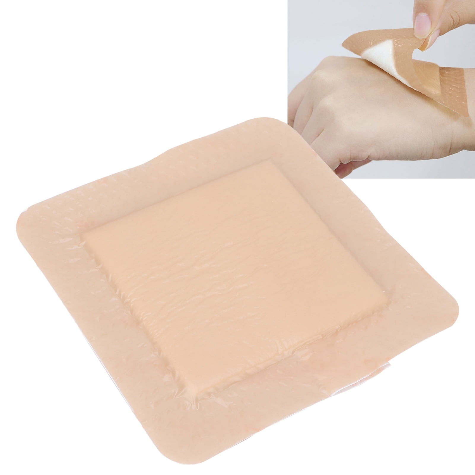 Silicone Foam Dressing, 4in Adhesive Waterproof and High Absorbency Square Breathable Wound Care Dressing Bandage for Pressure Sore, Leg Ulcer, Diabetic Ulcer