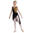 thumbnail image 3 of Miutii Kids Girls Ballet Leotard Skirted High-Low Hem Latin Modern Contemporary Ballroom Lyrical Dancewear Black 14, 3 of 7