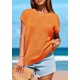 thumbnail image 4 of Camiseta PRETTYGARDEN para mujer, primavera/verano, ganchillo, naranja, talla S, 4 of 8