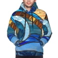 thumbnail image 4 of KLL Stained Glass Ocean Wave Print Mens Hoodie Long Sleeve Casual Pullover Hooded Sweatshirt Fashion Drawstring Hoodies with Pocket-4X-Large, 4 of 6