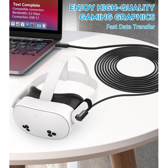 WEIFEI-Link Cable 10FT for Meta/Oculus Quest 3S/Quest 3/Quest 2/Pro Accessories, High Speed Data Transfer Type C Replacement Charging Cable,USB C to USB C 3.0 Fast Charger Cord for VR Headset(10F