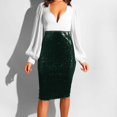 thumbnail image 2 of vigerkar Glitter Sequin Skirt for Women High Waist Stretch Bodycon Skirts Concert Party Sparkly Knee Length Wrap Midi Skirt (Dark Green, XL), 2 of 5