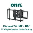 onn. Ultraslim Full Motion TV Wall Mount for 50" to 86" TVs, up to 20