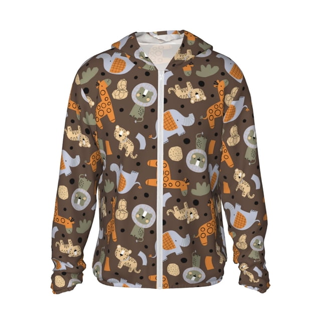 Fotbe Cute Lion Tiger Chaqueta con Protección Solar UPF 50+ para Hombre y Mujer, Camisa con Capucha y Bolsillos-Medium