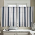thumbnail image 5 of Navy Blue Beige Sheer Curtains 45 Inch Length 2 Panels Set, Semi Transparent Voile Rod Pocket Curtains for Living Dining Room Bedroom Drapes Retro Simple Abstract Vertical Stripes, 5 of 8