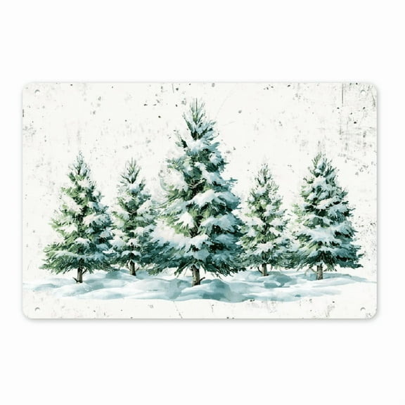 2D Flat, Vintage Tin Sign - Merry Christmas, Retro Cute Metal Sign, Mountain Forest Winter Wall Decor, Funny Tin Sign for Cafe, Store, Garage, Home Wall Decoration - 12x8 Inch