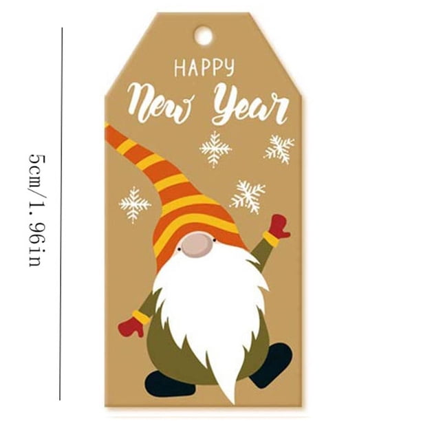 Xihbxyly Etiquetas Navideñas de Papel Kraft con Forma de Enano, Paquete de 100, Decoración para Regalos, Etiquetas Festivas con Cordel, Ideales para Regalos Navideños, Bodas, Cumpleaños, 3 X 5 Cm, Cu